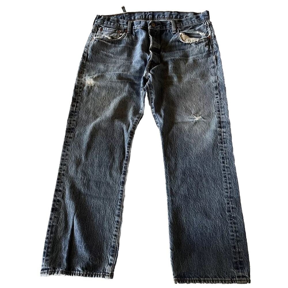 Levis 501 XX Jeans 38x30 Blue Y2K Denim Cotton Button Fly Medium Wash Distressed